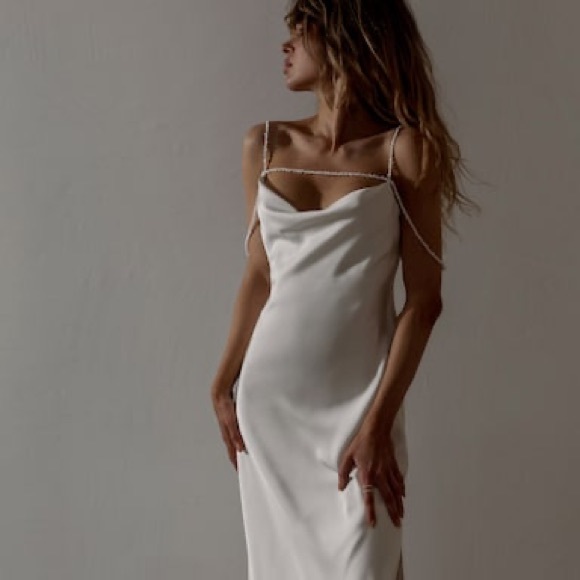 Pearl-embellished slip midi dress - Picture 6 of 6
